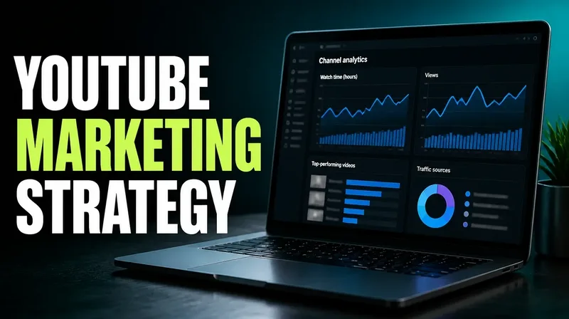 A video channel analytics dashboard showing watch-time and views, illustrating a YouTube marketing strategy for small business.