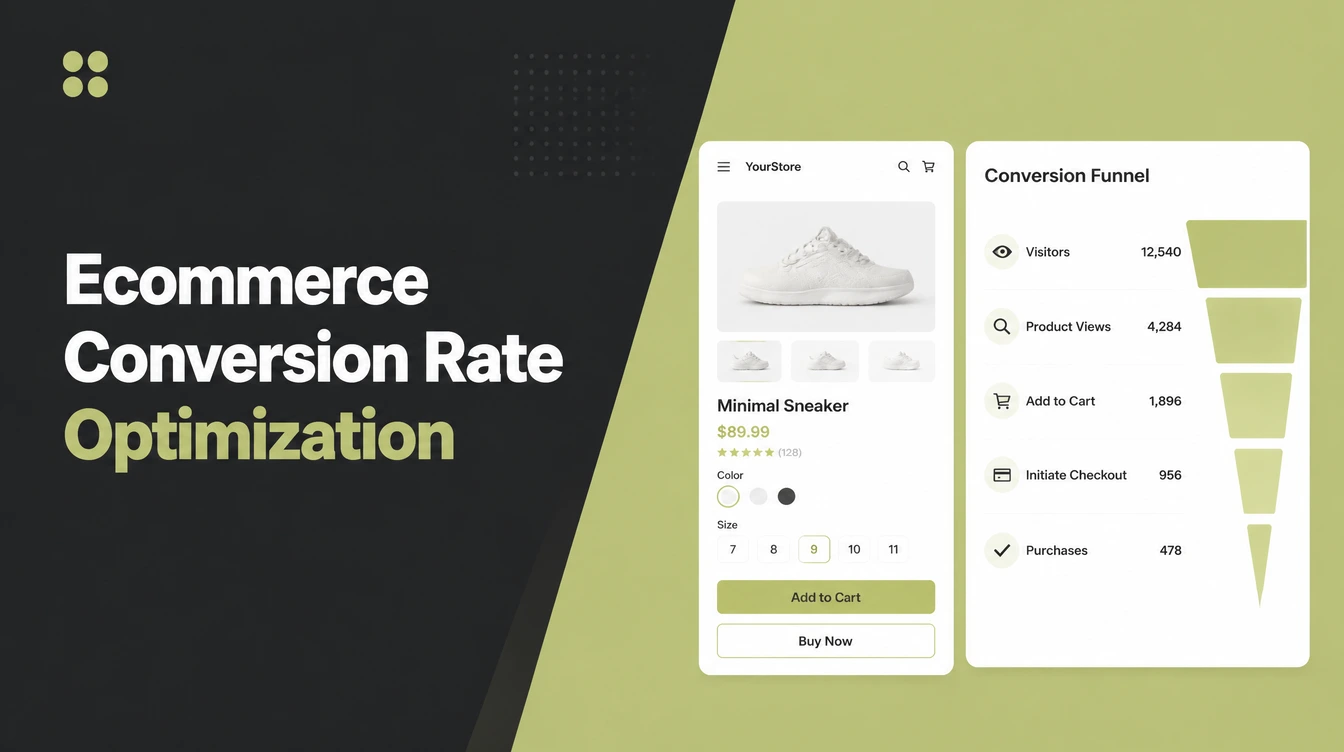A product page beside a conversion funnel report.