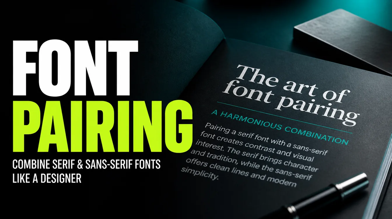 Type specimen showing a serif headline paired with a sans-serif body font.