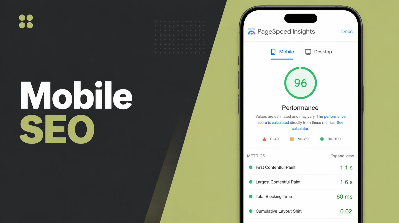 A mobile page speed report on a phone screen.