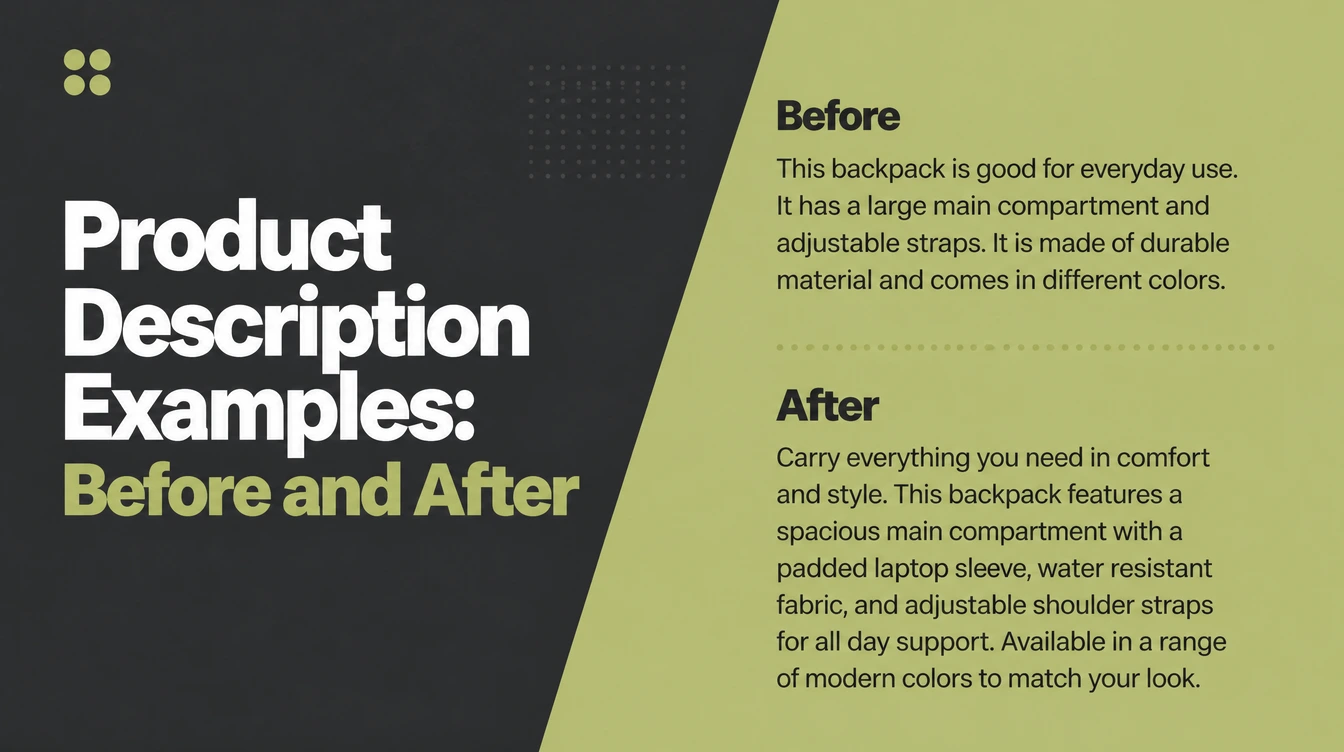 A weak product description beside a rewritten one.