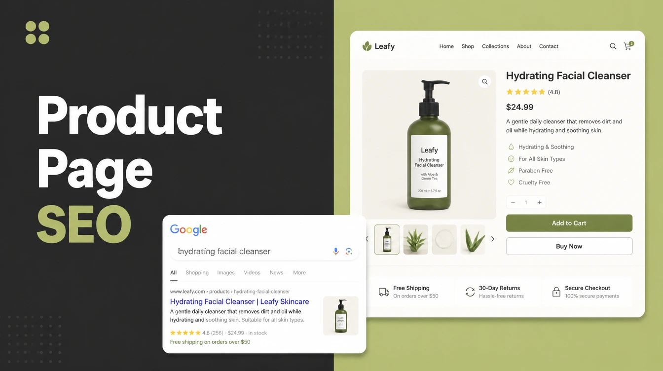 A product page with title, schema and review fields.