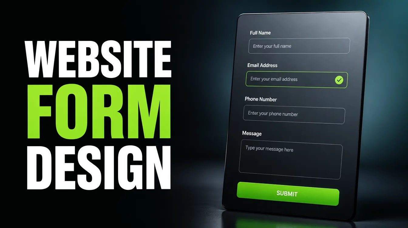 A clean single-column website form with a green checkmark on a completed field.
