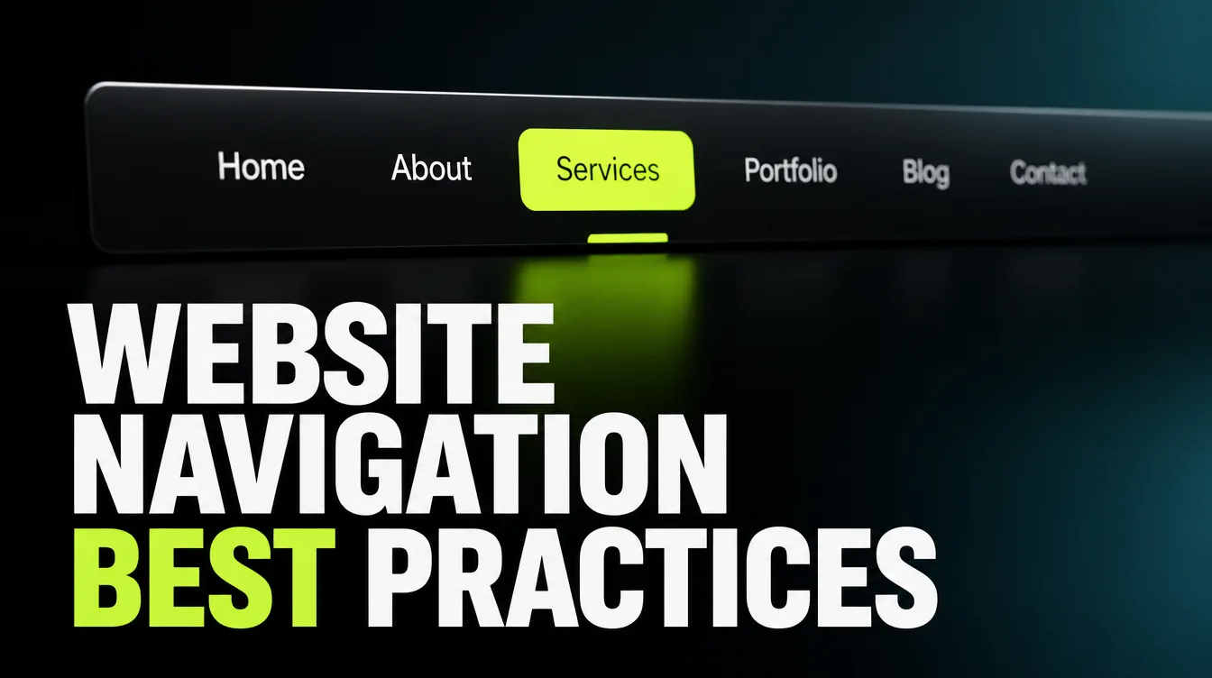 A clean website navigation bar on a dark gradient with menu items and one highlighted tab.