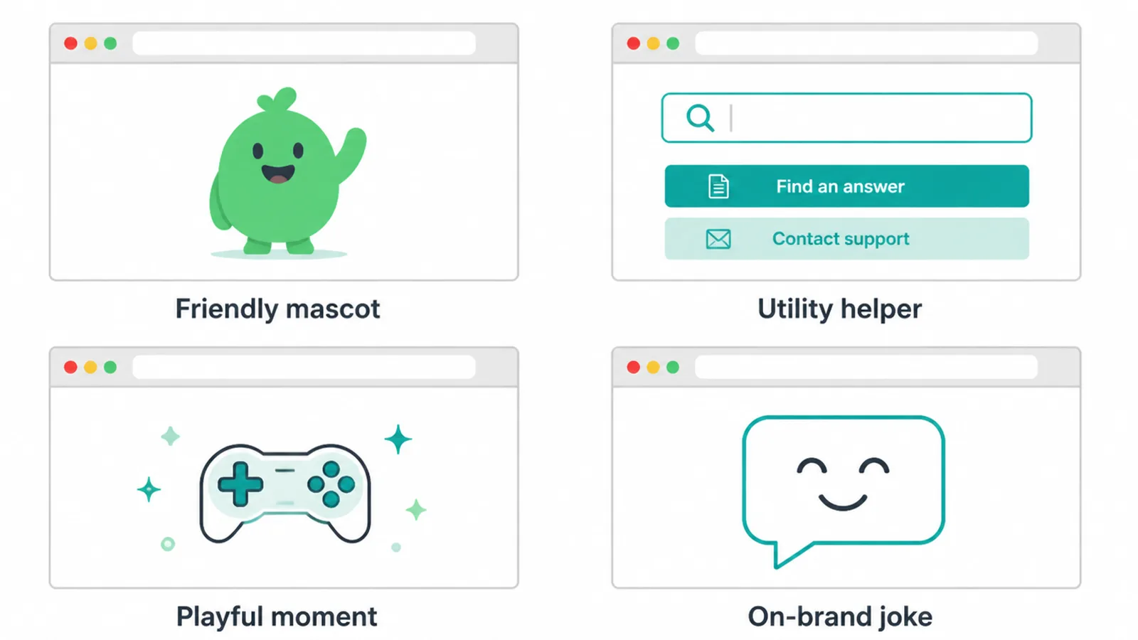Four 404 page pattern styles side by side