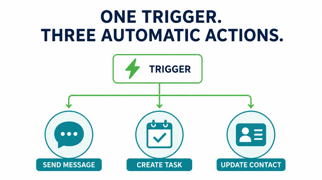 Diagram showing one trigger leading to three automatic actions