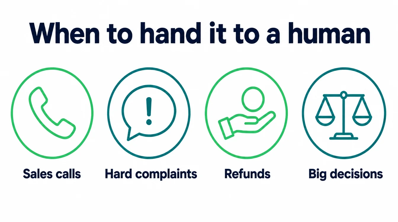 Icon row showing four situations that need a real person