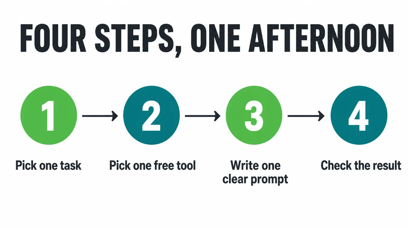 A four-step process flow diagram