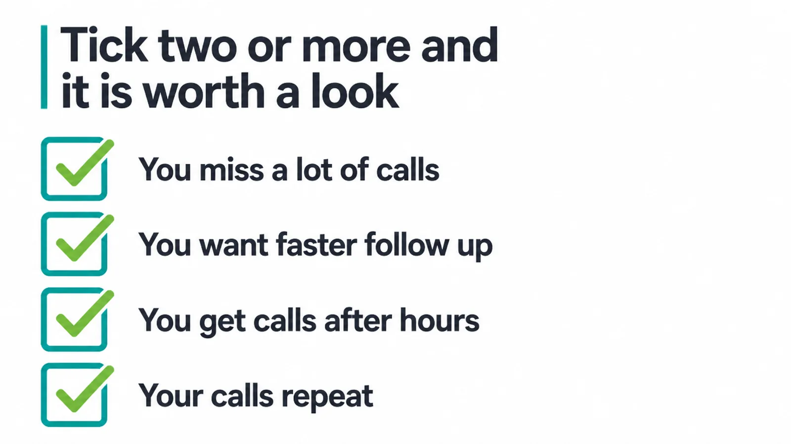 Checklist of four signs that an AI voice agent is worth a look for your business
