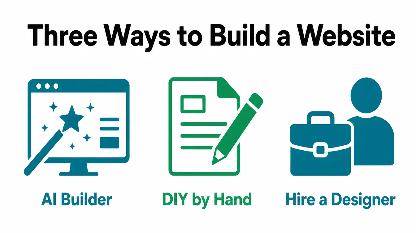 Infographic showing three ways to build a website