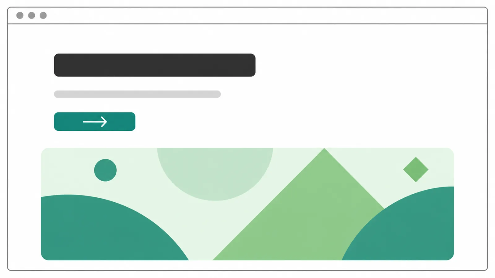 Wireframe of a website hero with one headline and a single button.