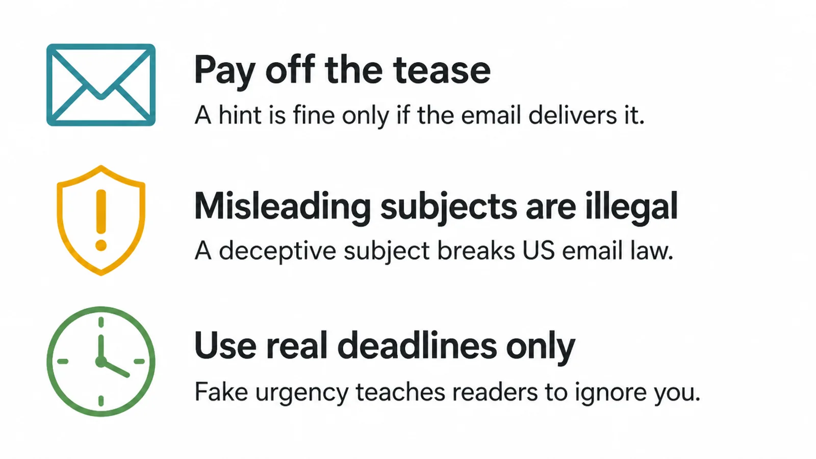 Three rules for honest subject lines
