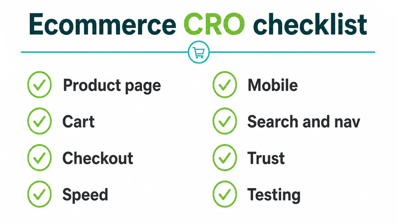 Ecommerce CRO checklist covering every step of the buying funnel