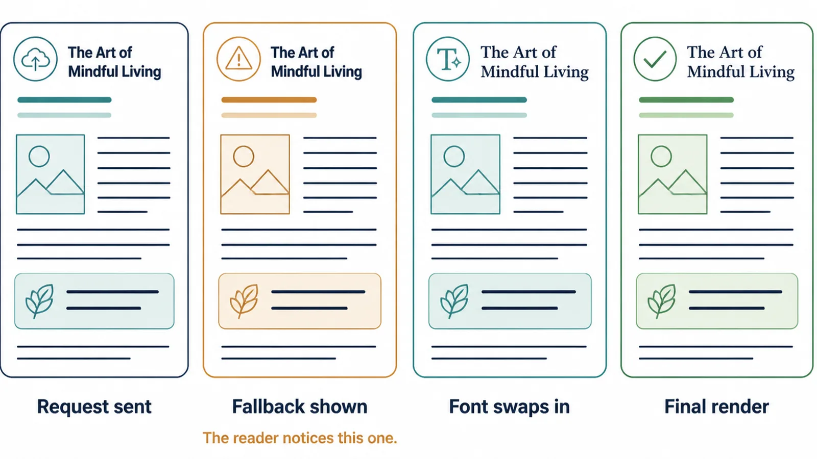 Four step diagram of how a web font loads