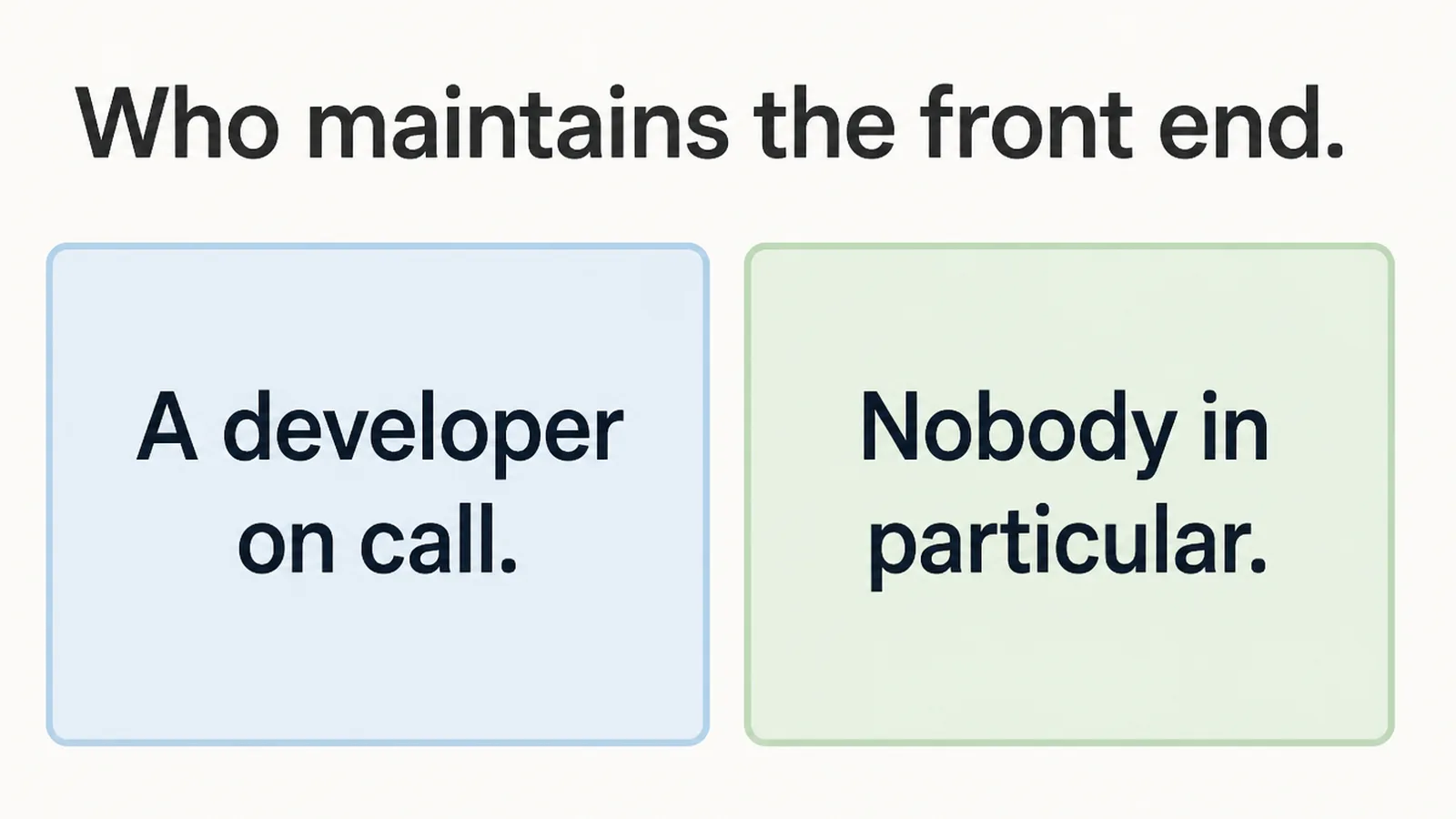 A split between having a developer on call and having nobody in particular