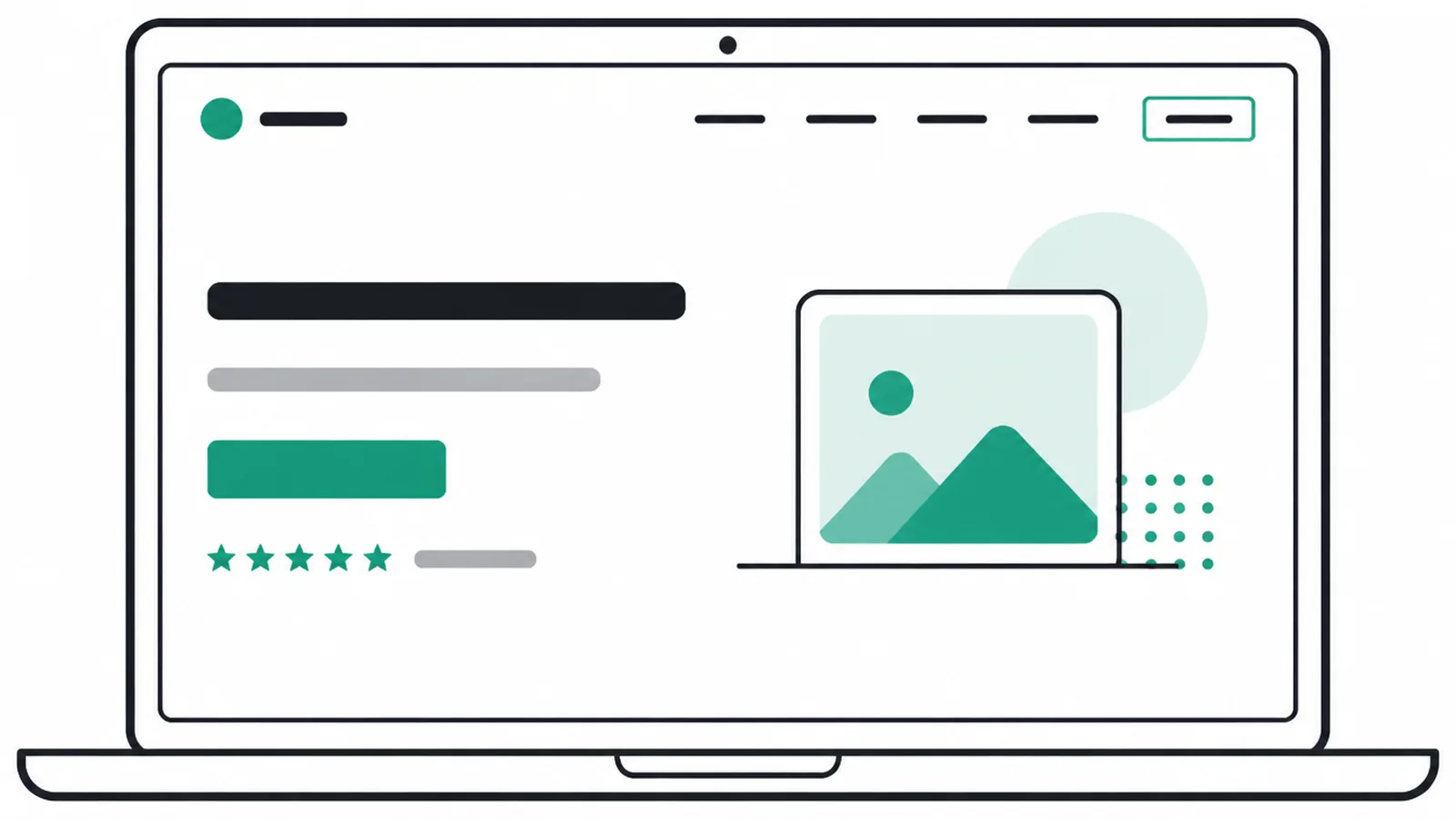A clean website homepage hero section with a clear headline and a single call-to-action viewed on a laptop.