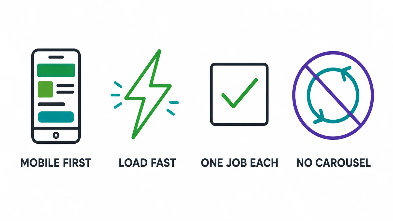 Four icons for quick homepage fixes