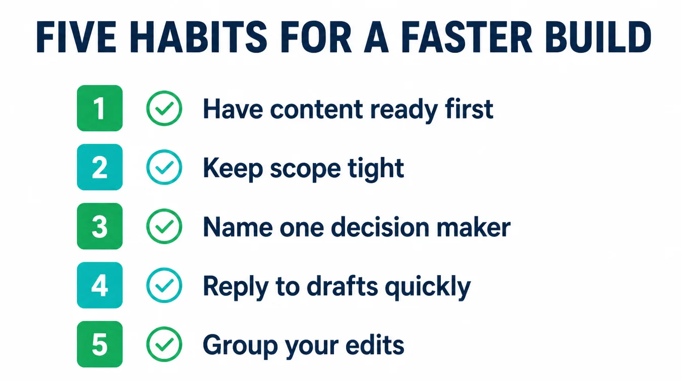 A numbered checklist of five habits