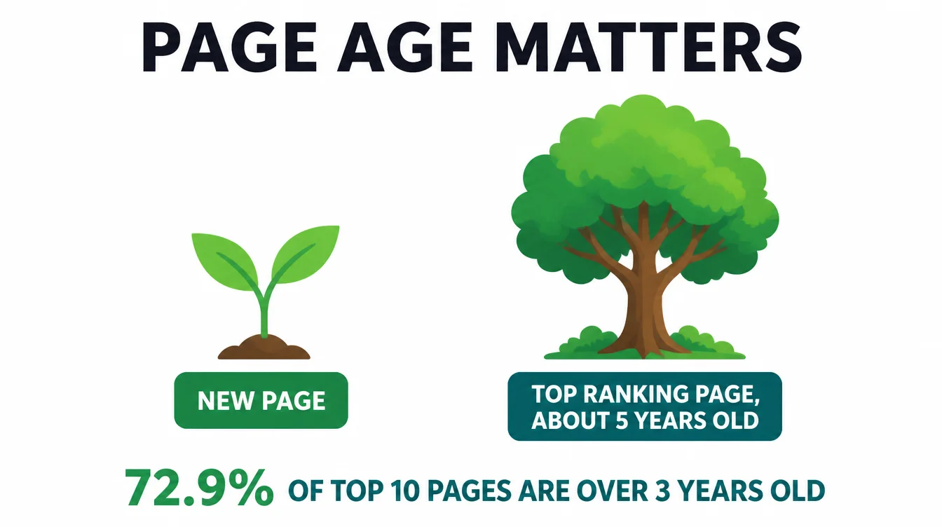 A comparison of a new page against a top ranking page around five years old