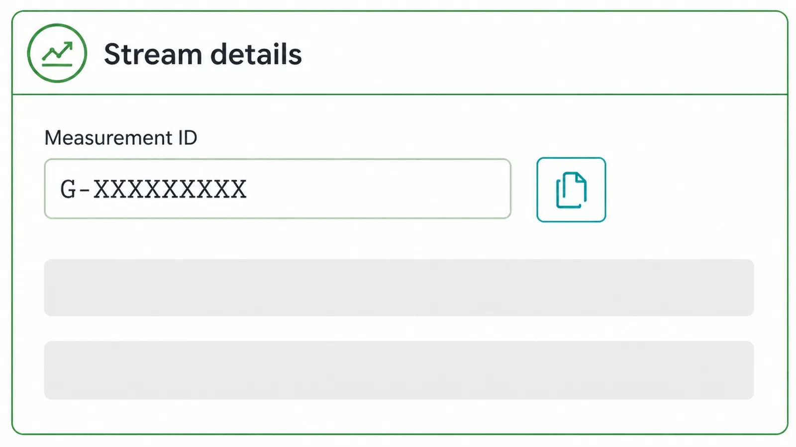 Copying the GA4 measurement ID from stream details.