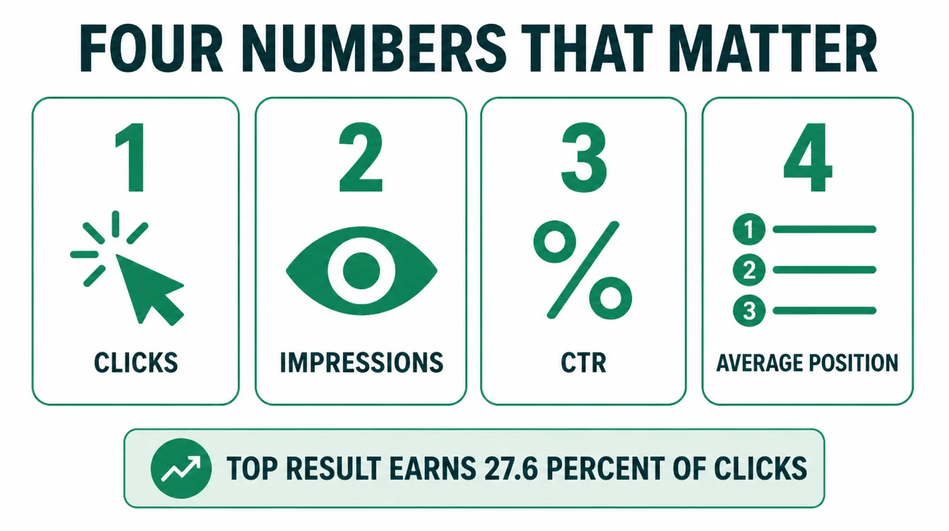 Infographic of the four Performance report metrics