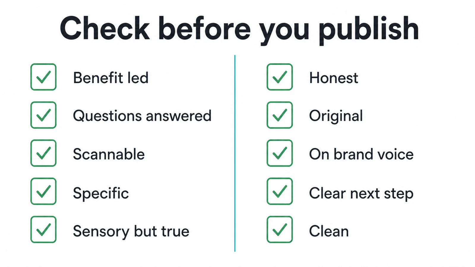 Ten point checklist to run through before publishing a product description