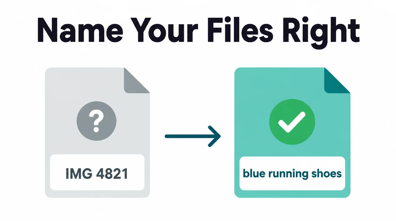 A bad camera file name next to a clear, descriptive file name.