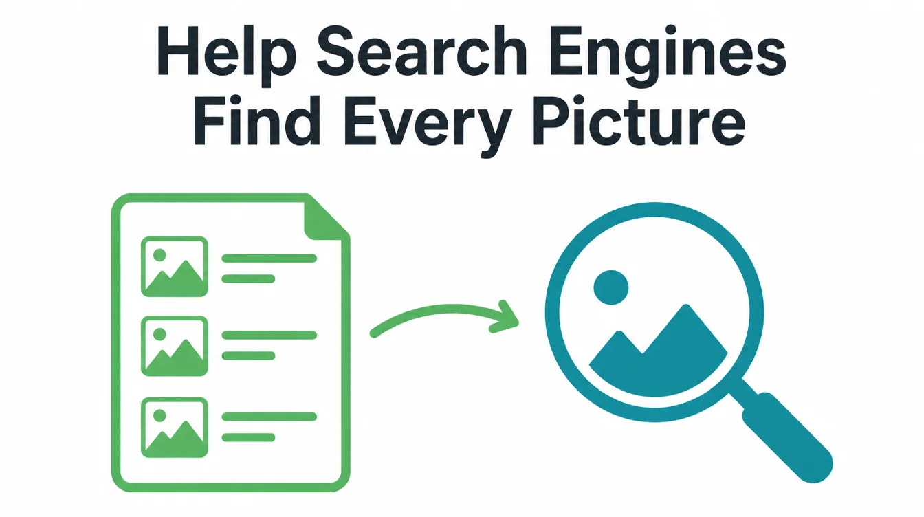 A document listing pages and images with an arrow pointing to a magnifying glass icon.