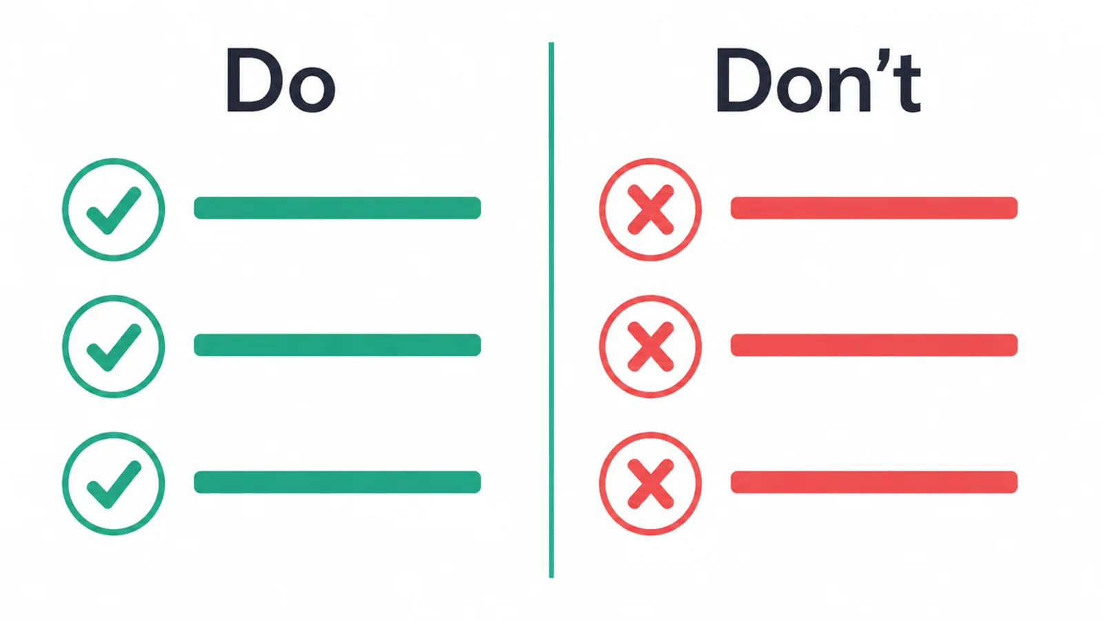 Checklist comparing internal linking dos and don'ts side by side