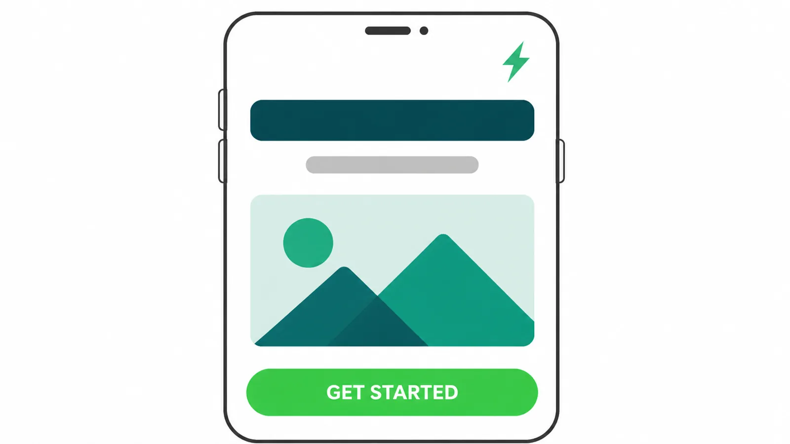 A mobile landing page on a phone with a large thumb-friendly call-to-action button built for fast loading.