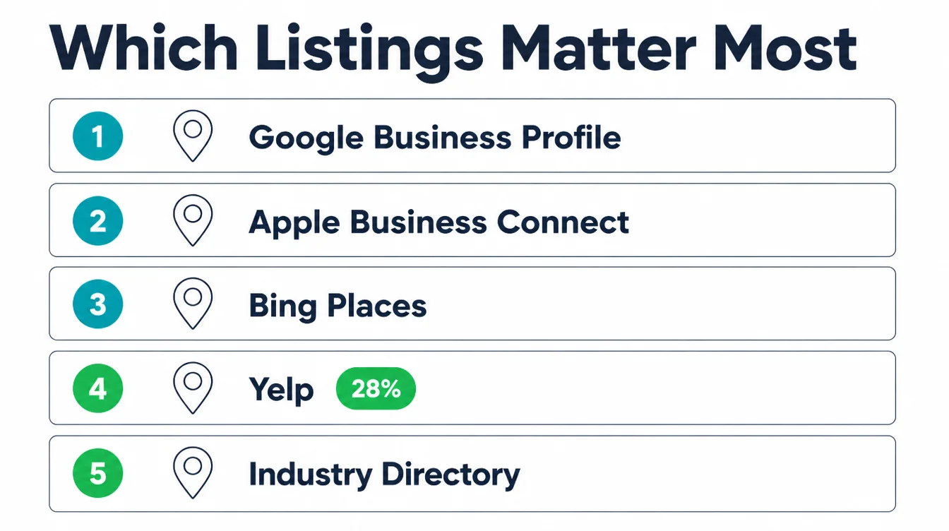 Ranked list of the five listings that matter most