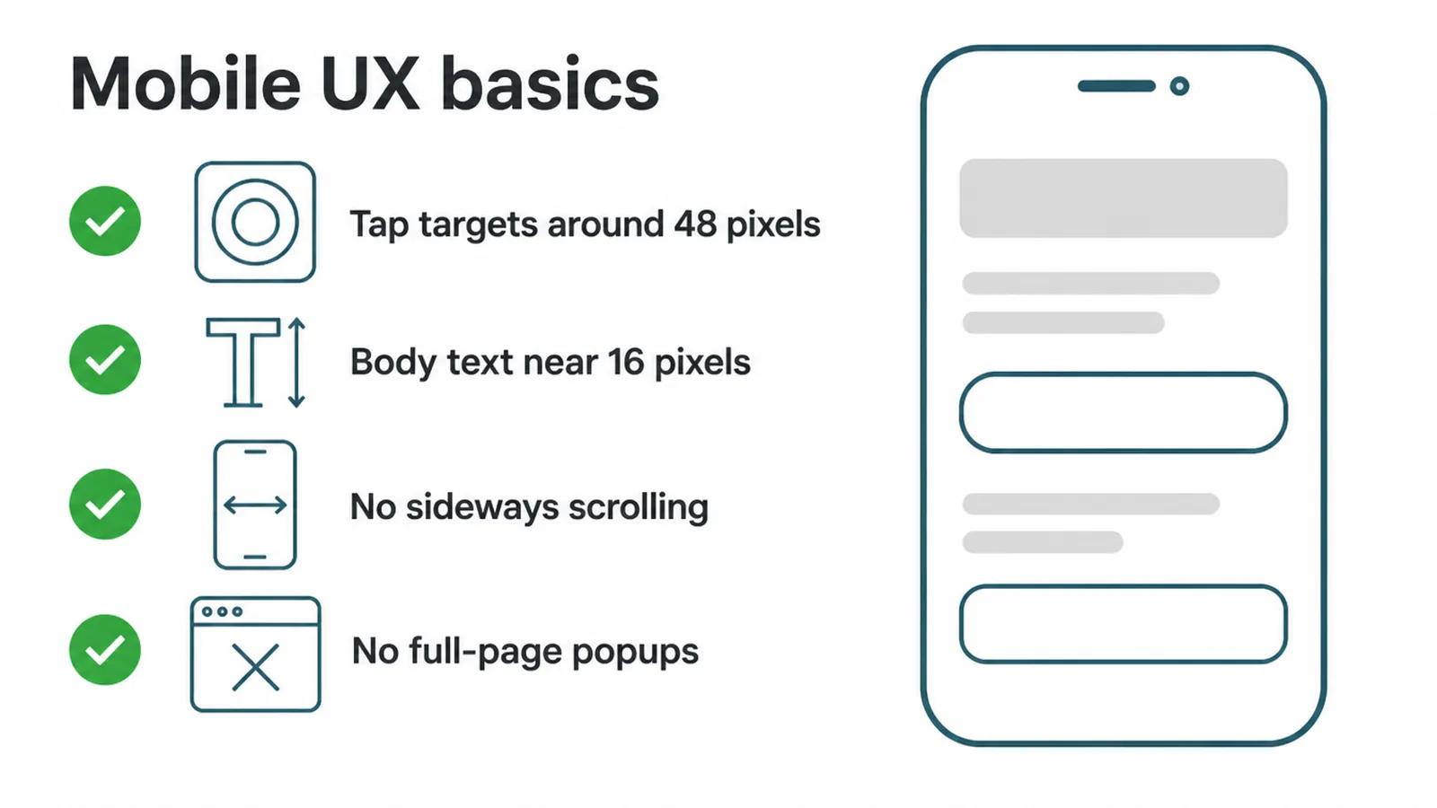 Checklist of four mobile UX basics