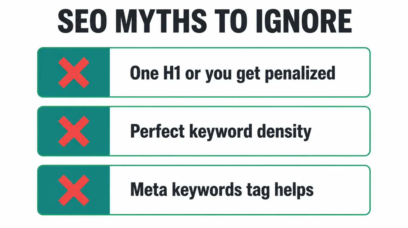 Three old SEO myths crossed out