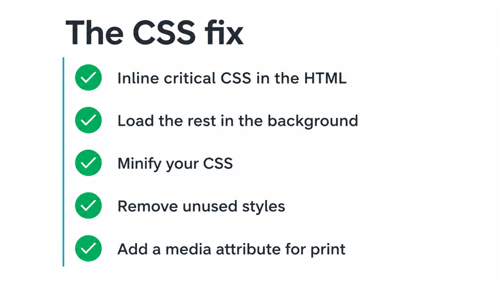 Checklist of five CSS fixes