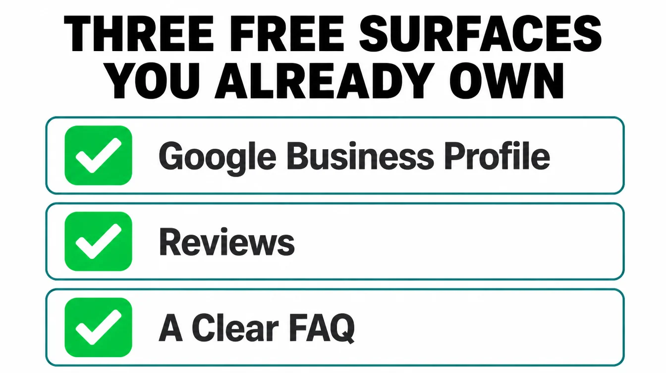 A checklist infographic showing three free surfaces you already own