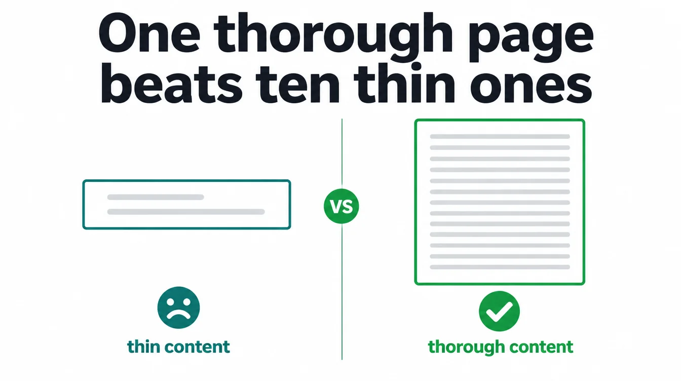 Comparison infographic of a thin content card next to a full thorough content card.