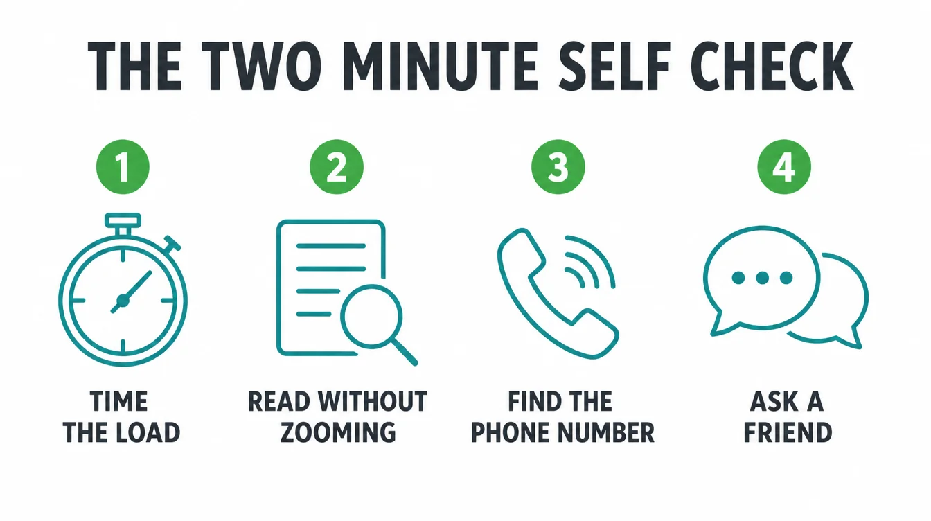 Infographic showing four steps of a two minute self check