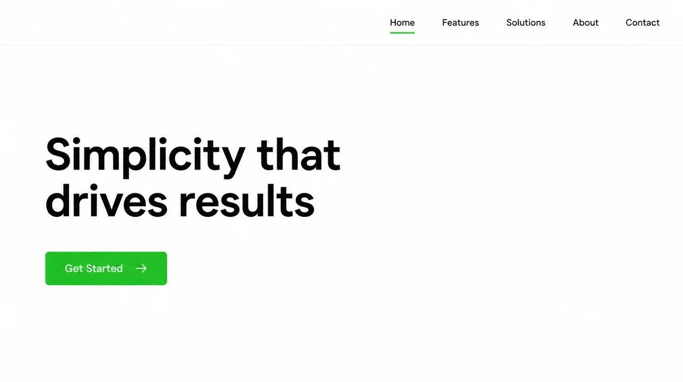 Minimalist website homepage with a bold headline, one call to action button, and lots of white space