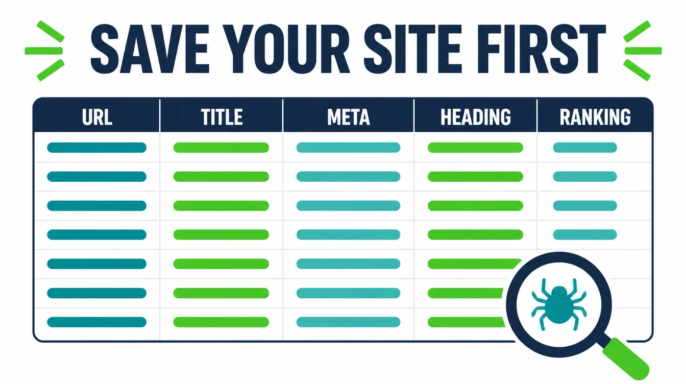 Table showing the five things to record for every page during a site crawl