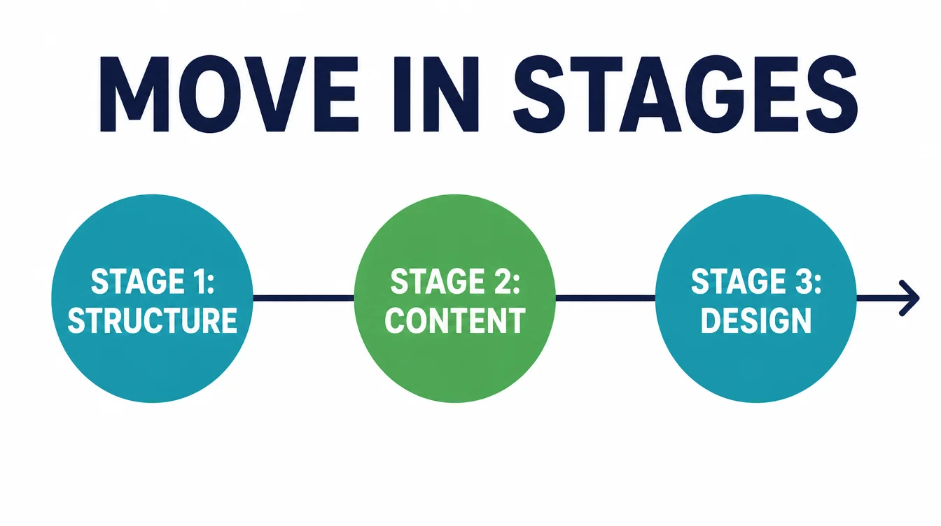 Timeline showing three stages of a migration