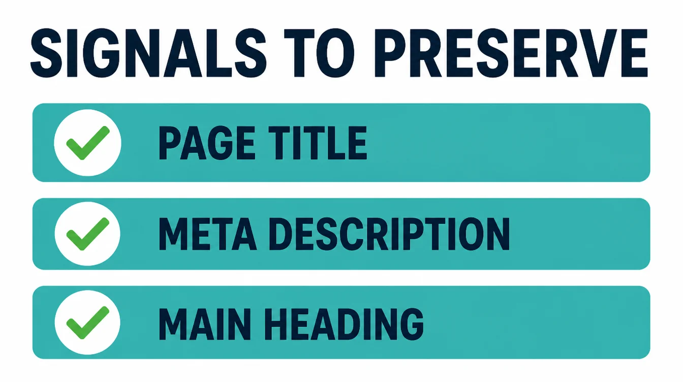 Checklist of the three signals to preserve