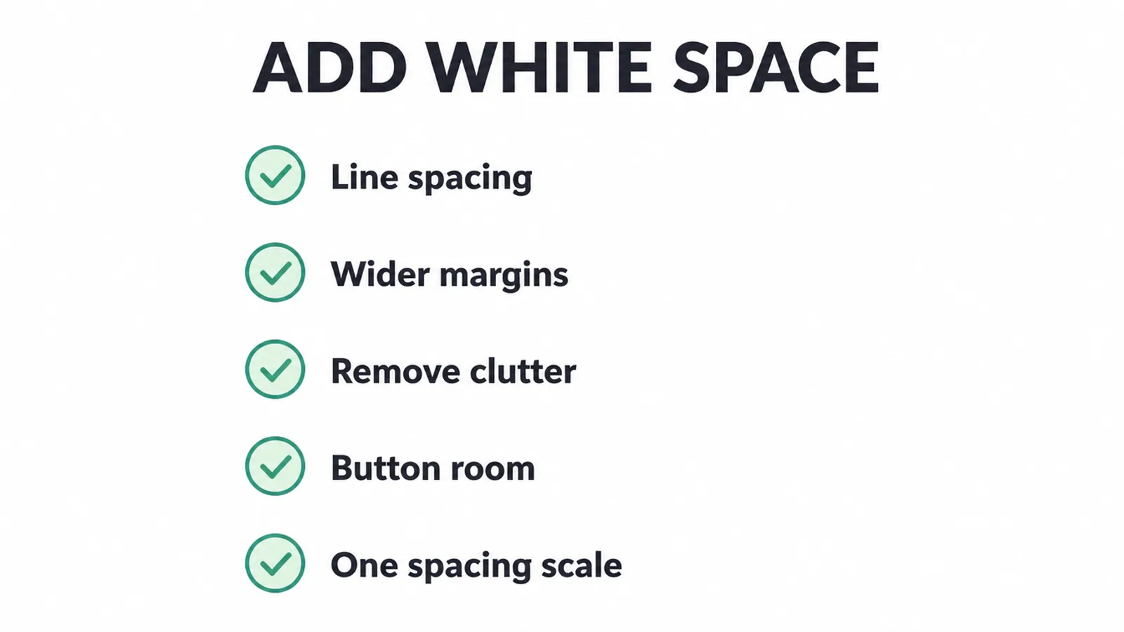 A five-item checklist for adding white space to an existing website.