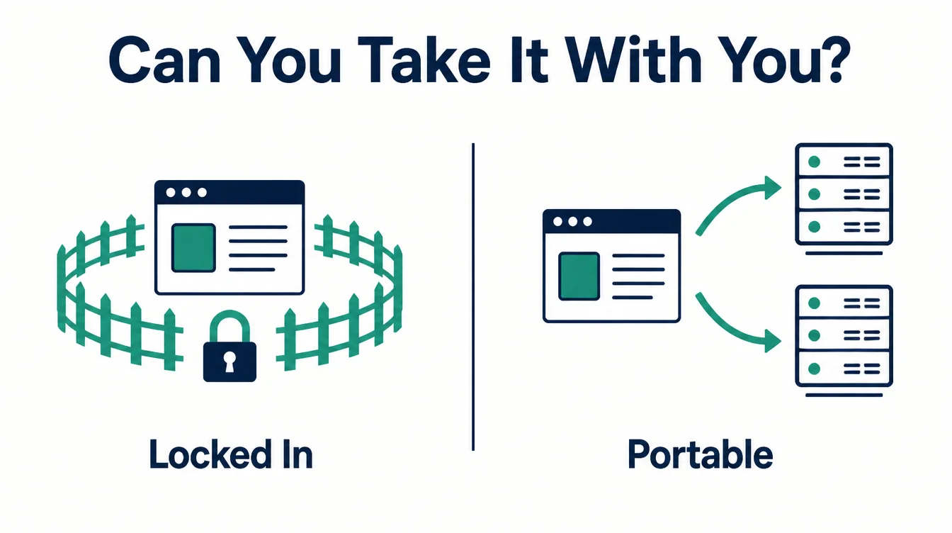 A diagram showing a website fenced in and locked on one side