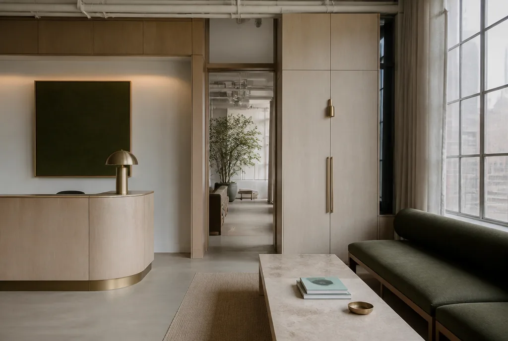 The reception of the Wolcott office in the North Loop