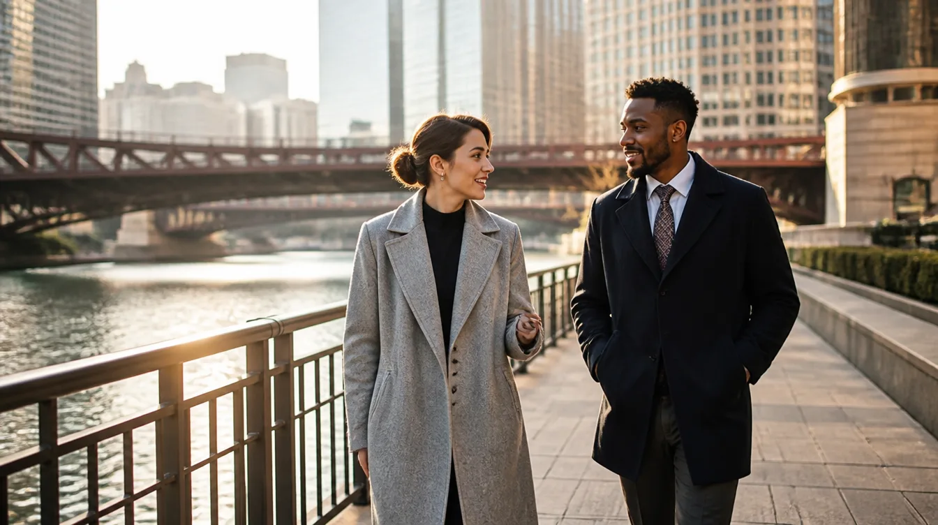 A walking session along the Chicago riverwalk