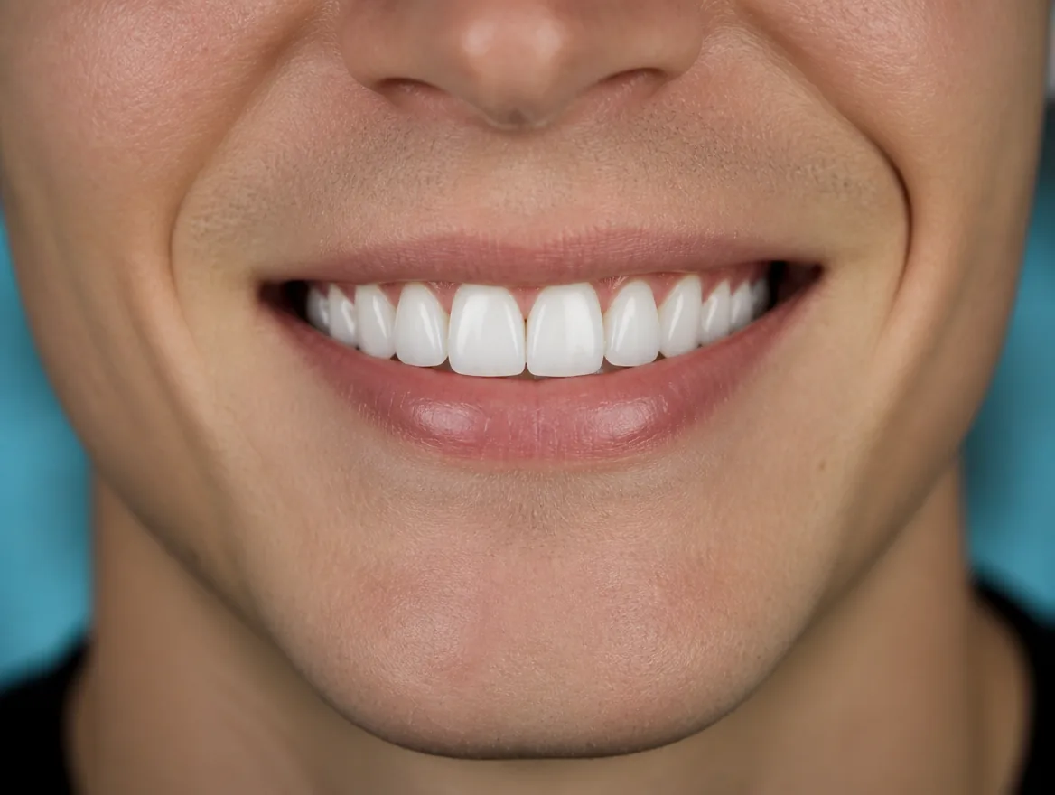 Smile after closing a front-tooth gap