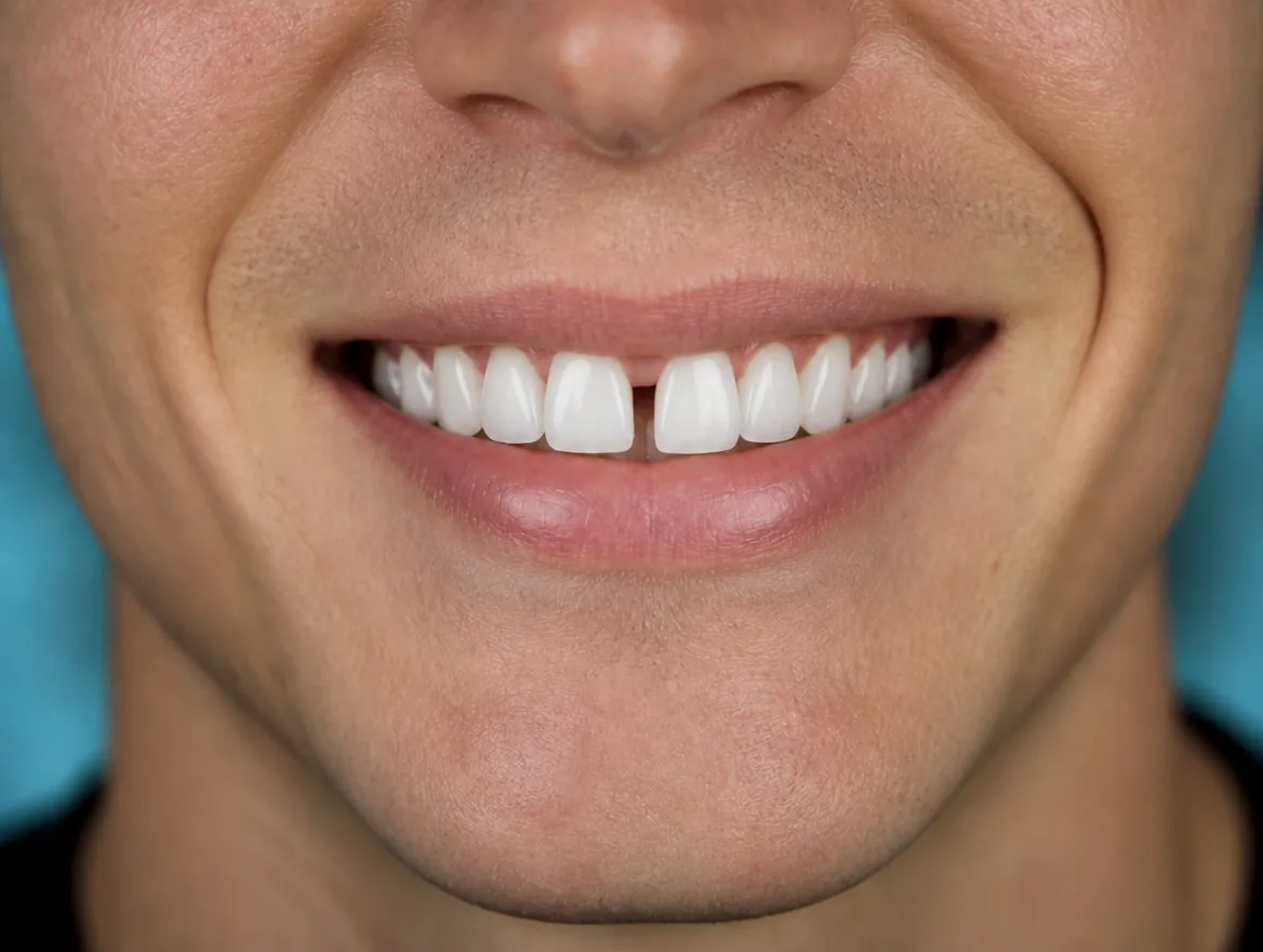 Smile before closing a front-tooth gap