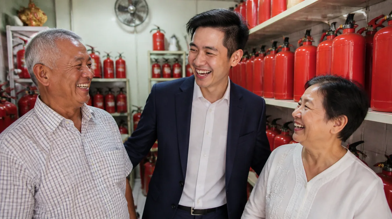 Kevin Ooi in his family's fire safety business