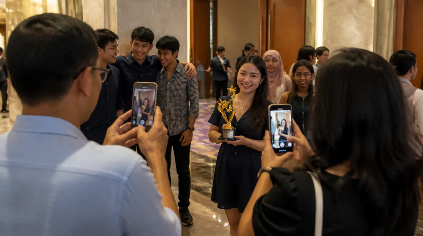 Families celebrate after the awards night