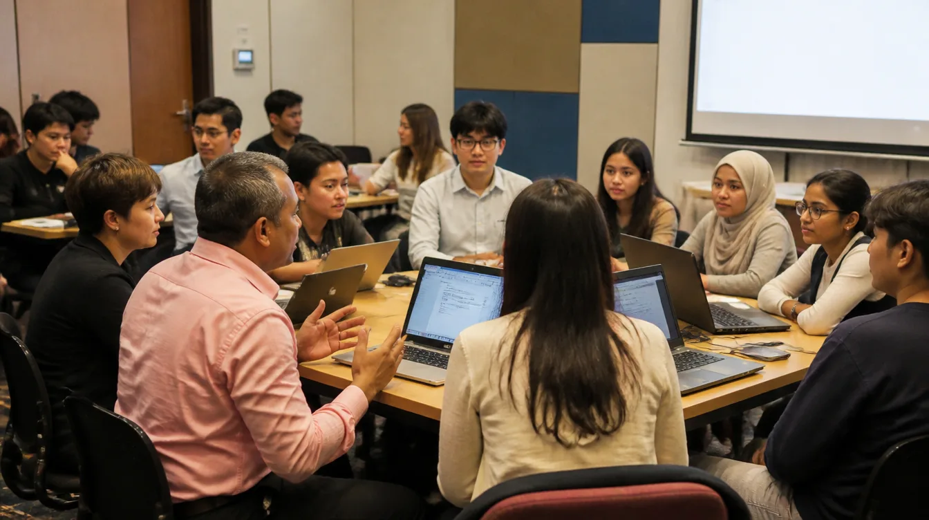 Lecturers in a staff development workshop